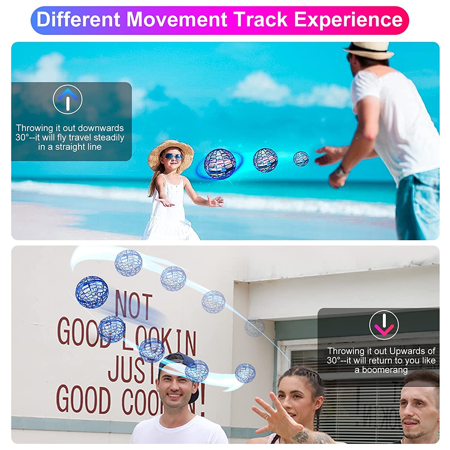 eGroup Flying Toy,Magic Nebula Soaring Orb Toy, 360°Rotating Light Flying Toys,Mini Drone Flying Toy,Built-in LED Cool Flying Space Orb,Mini UFO Fly Orb, Hand Operated Drones for Kids (Blue)